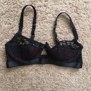 Agent Provocateur Nicolle Black & Dark Red Bra 32C